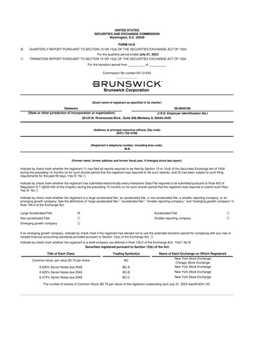 Thumbnail Brunswick Corporation 10-Q Quarterly Report FY2023 