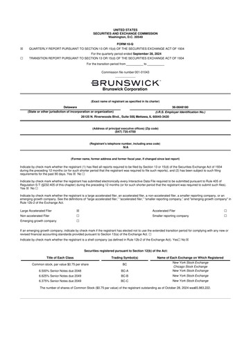 Thumbnail Brunswick Corporation 10-Q Quarterly Report FY2024 