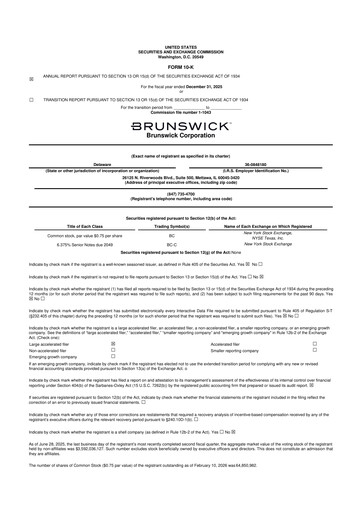 Thumbnail Brunswick Corporation 10-K Annual Report 2025