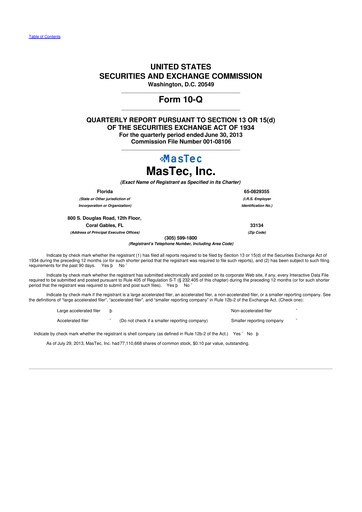 Thumbnail MasTec 10-Q Quarterly Report FY2013 