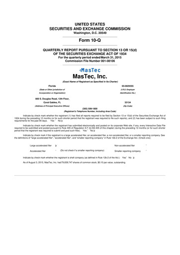 Thumbnail MasTec 10-Q Quarterly Report FY2015 