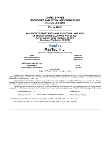 Thumbnail MasTec 10-Q Quarterly Report FY2016 