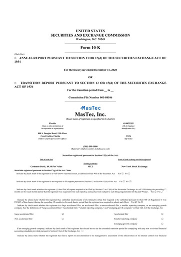 Thumbnail MasTec 10-K Annual Report 2020