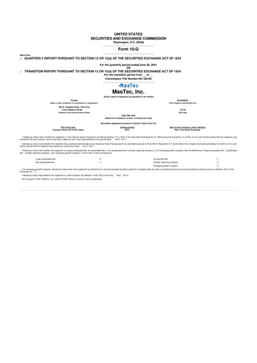 Thumbnail MasTec 10-Q Quarterly Report FY2021 