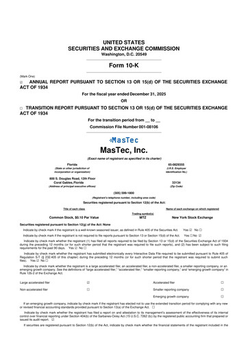 Thumbnail MasTec 10-K Annual Report 2025