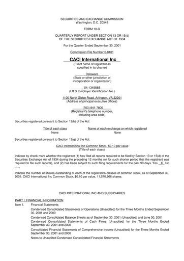 Thumbnail CACI International Inc 10-Q Quarterly Report FY 