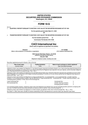 Thumbnail CACI International Inc 10-Q Quarterly Report FY2024 