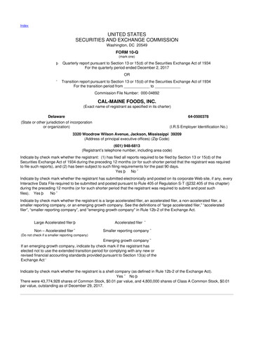 Thumbnail Cal-Maine Foods 10-Q Quarterly Report FY2018 