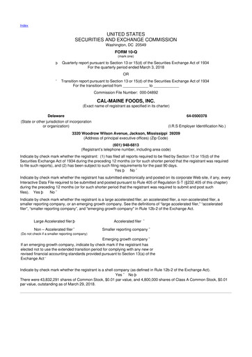 Thumbnail Cal-Maine Foods 10-Q Quarterly Report FY2018 