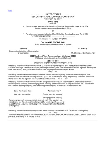 Thumbnail Cal-Maine Foods 10-Q Quarterly Report FY2019 