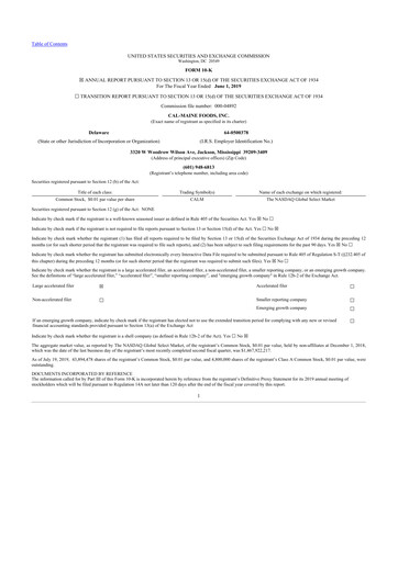 Thumbnail Cal-Maine Foods 10-K Annual Report 2019
