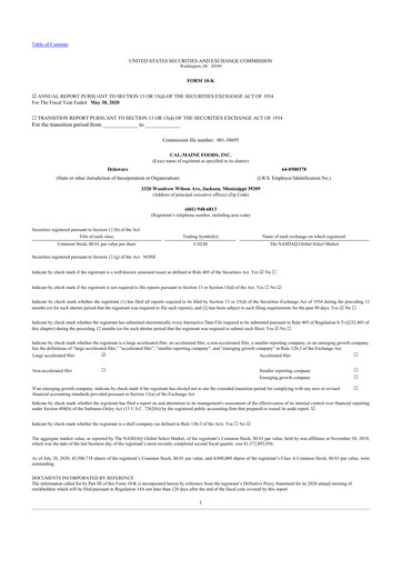 Thumbnail Cal-Maine Foods 10-K Annual Report 2020