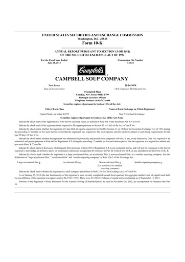 Thumbnail 
Campbell's 10-K Annual Report 2013