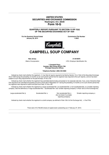 Thumbnail 
Campbell's 10-Q Quarterly Report FY2014 