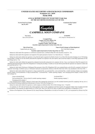 Thumbnail 
Campbell's 10-K Annual Report 2017