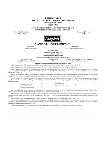 Thumbnail 
Campbell's 10-K Annual Report 2021