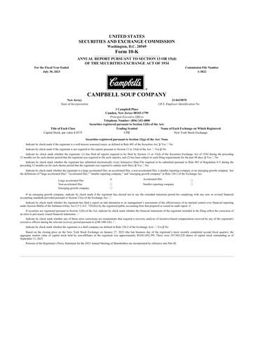 Thumbnail 
Campbell's 10-K Annual Report 2023