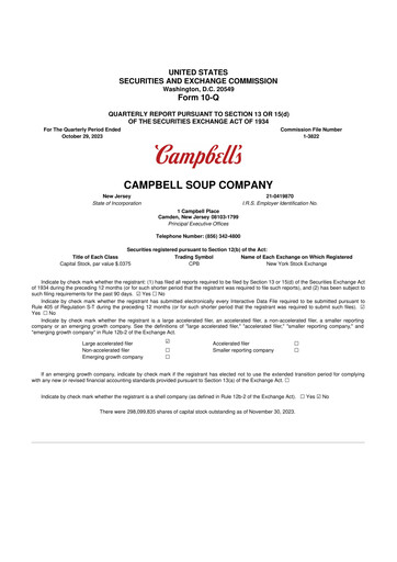 Thumbnail 
Campbell's 10-Q Quarterly Report FY2024 