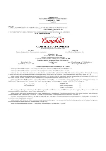 Thumbnail 
Campbell's 10-K Annual Report 2024
