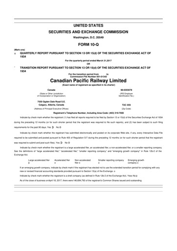 Thumbnail CPKC (Canadian Pacific Kansas City) 10-Q Quarterly Report FY2017 