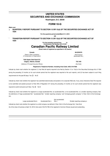 Thumbnail CPKC (Canadian Pacific Kansas City) 10-Q Quarterly Report FY2018 