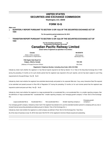 Thumbnail CPKC (Canadian Pacific Kansas City) 10-Q Quarterly Report FY2018 
