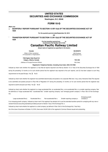 Thumbnail CPKC (Canadian Pacific Kansas City) 10-Q Quarterly Report FY2018 