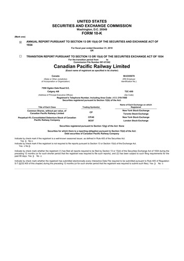 Thumbnail CPKC (Canadian Pacific Kansas City) 10-K Annual Report 2019