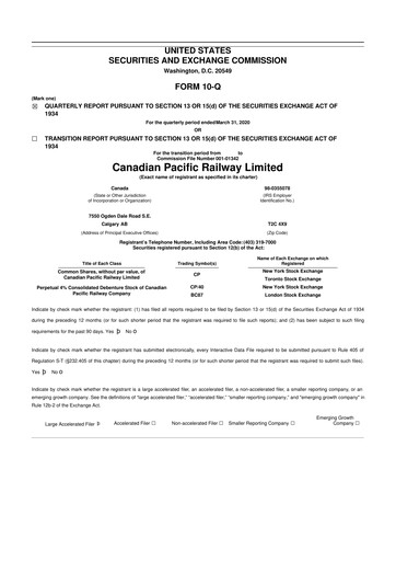 Thumbnail CPKC (Canadian Pacific Kansas City) 10-Q Quarterly Report FY2020 