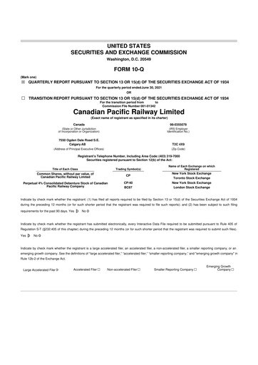 Thumbnail CPKC (Canadian Pacific Kansas City) 10-Q Quarterly Report FY2021 