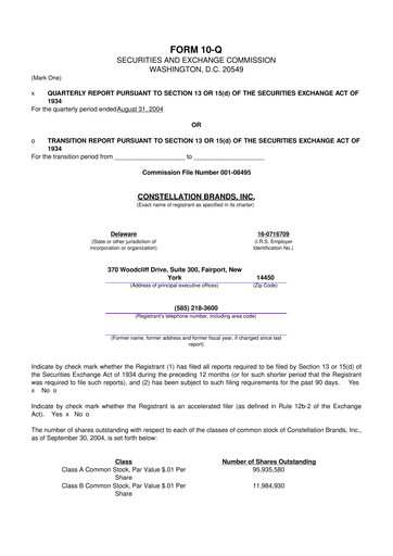 Thumbnail Constellation Brands 10-Q Quarterly Report FY 