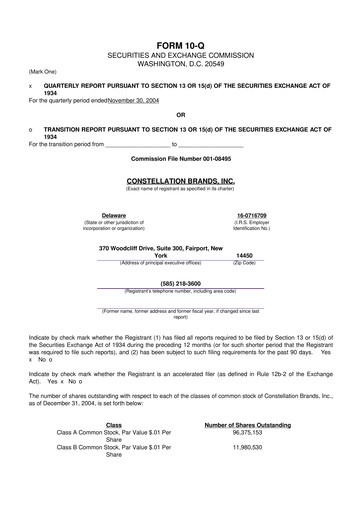 Thumbnail Constellation Brands 10-Q Quarterly Report FY 