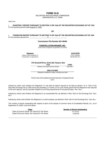 Thumbnail Constellation Brands 10-Q Quarterly Report FY 