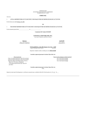 Thumbnail Constellation Brands 10-K Annual Report 