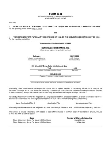 Thumbnail Constellation Brands 10-Q Quarterly Report FY 