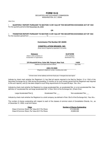 Thumbnail Constellation Brands 10-Q Quarterly Report FY 