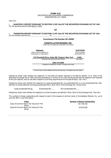 Thumbnail Constellation Brands 10-Q Quarterly Report FY 