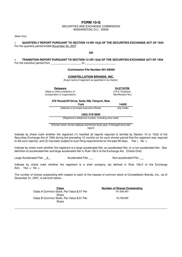 Thumbnail Constellation Brands 10-Q Quarterly Report FY 