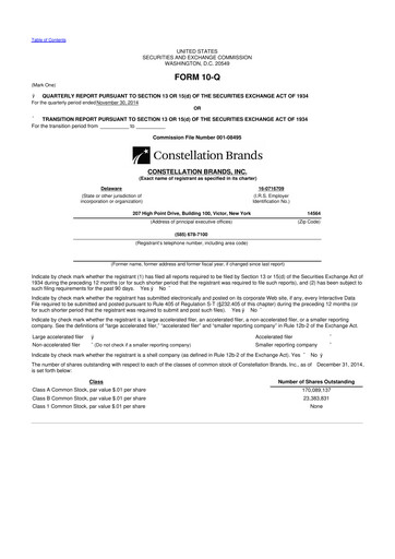 Thumbnail Constellation Brands 10-Q Quarterly Report FY2015 