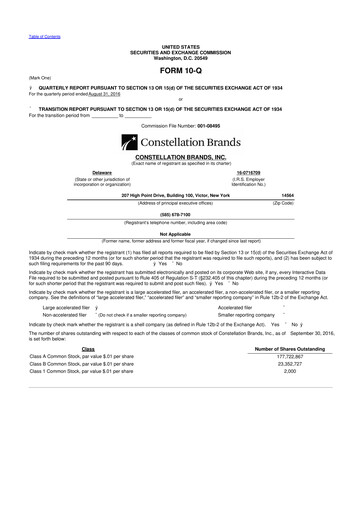 Thumbnail Constellation Brands 10-Q Quarterly Report FY2017 