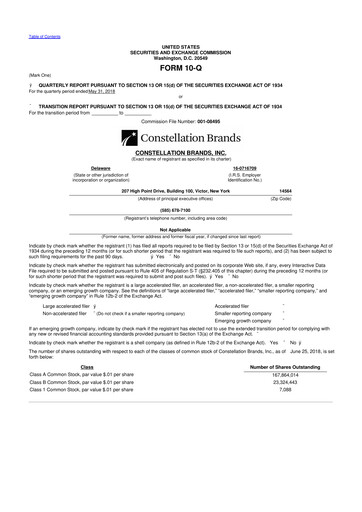 Thumbnail Constellation Brands 10-Q Quarterly Report FY2019 