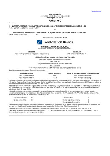 Thumbnail Constellation Brands 10-Q Quarterly Report FY2020 