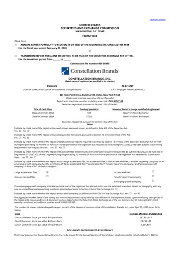 Thumbnail Constellation Brands 10-K Annual Report 2020
