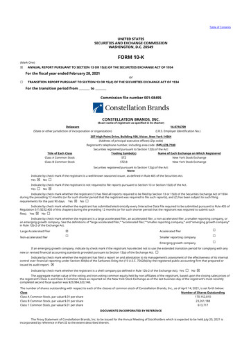 Thumbnail Constellation Brands 10-K Annual Report 2021