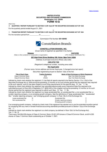 Thumbnail Constellation Brands 10-Q Quarterly Report FY2022 