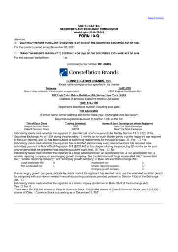 Thumbnail Constellation Brands 10-Q Quarterly Report FY2022 