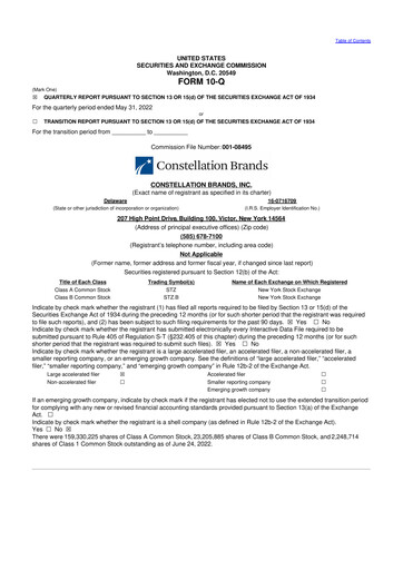 Thumbnail Constellation Brands 10-Q Quarterly Report FY2023 