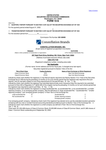 Thumbnail Constellation Brands 10-Q Quarterly Report FY2023 