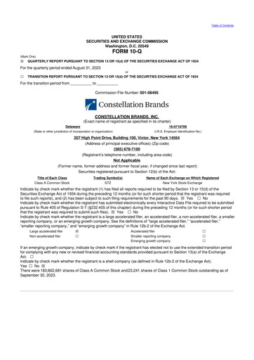 Thumbnail Constellation Brands 10-Q Quarterly Report FY2024 