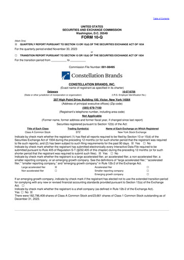 Thumbnail Constellation Brands 10-Q Quarterly Report FY2024 